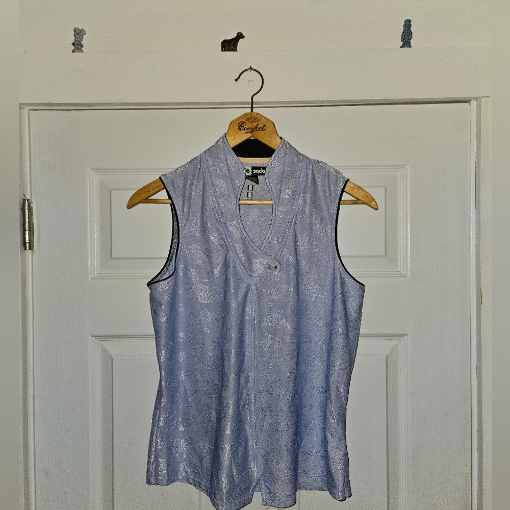 jamie sadock Lavender Shimmer Sleeveless Notch-Collar Tank